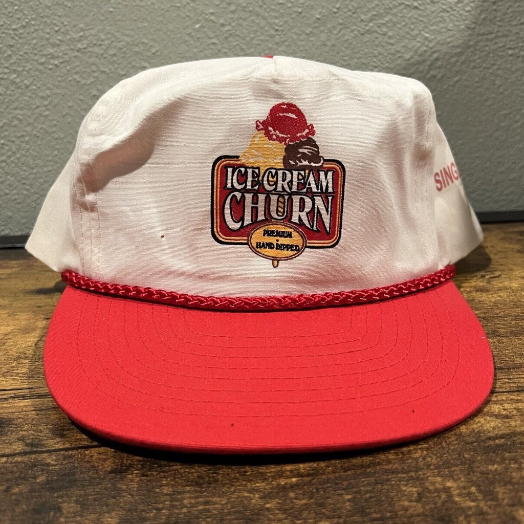Ice Cream Churn Vintage Snapback Hat Trucker Cap Singleton Nissin Retro Trucker